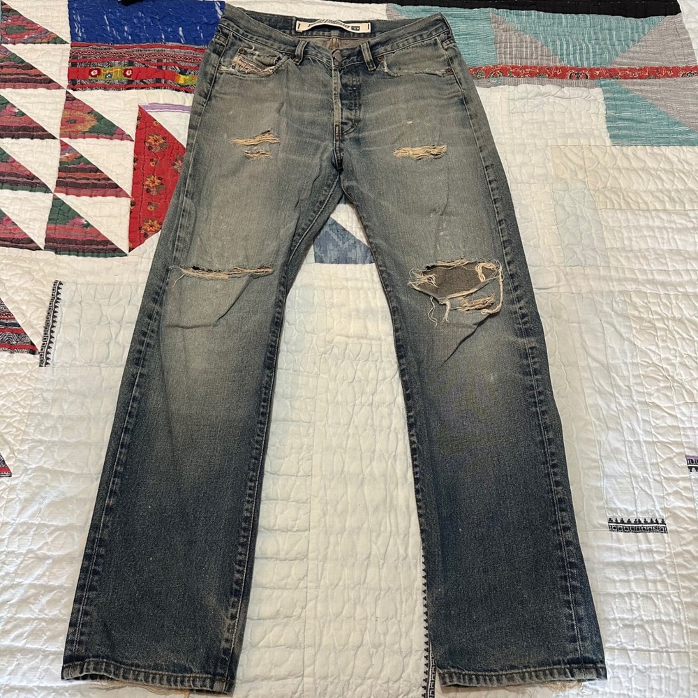 Diesel Jeans Blue Distressed Denim Pants Size 31 - Picture 2 of 6